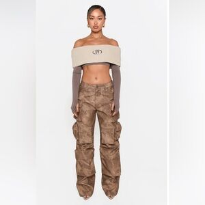 Luxe to kill Brown Acid Wash Oversized Pocket Trouser